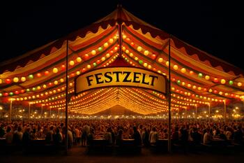 Großes Festzelt mit Lampionreihen