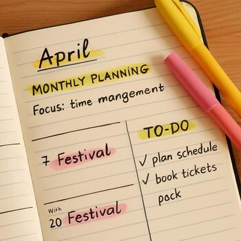 Notizbuch mit Monatsplanung
