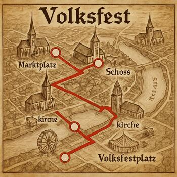 Stadtkarte mit markierter Route