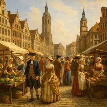 Historischer Marktplatz mit Ständen