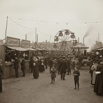 Frühes Volksfest mit Buden