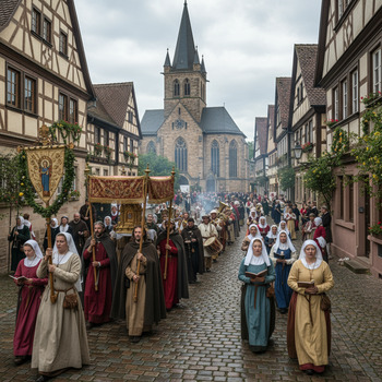 Prozession zur Kirchweih im Mittelalter