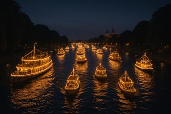 Lichterflotte auf dem Fluss