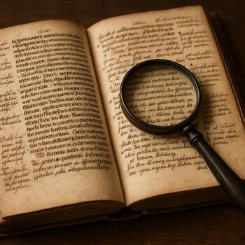 Aufgeschlagenes Buch mit Randnotizen