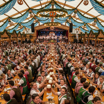 Oktoberfestzelt mit Publikum