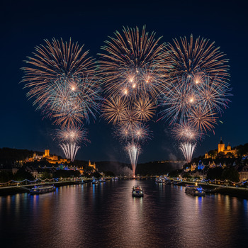 Rhein in Flammen: Feuerwerk über dem Fluss