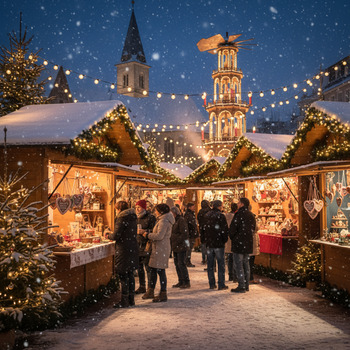 Weihnachtsmarkt mit Lichtern