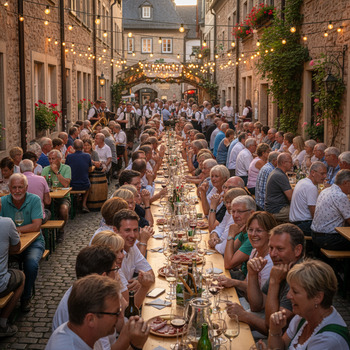 Sommerliches Weinfest mit Tischen