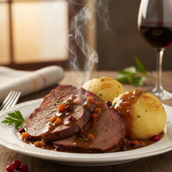 Rheinischer Sauerbraten mit Knödeln