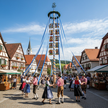 Bayern: Maibaum auf dem Platz