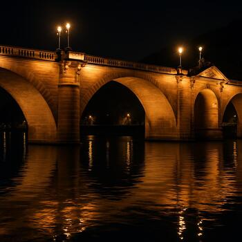Illuminierte Brücke in der Nacht