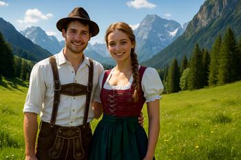 Bergwiese mit Trachtenpaar