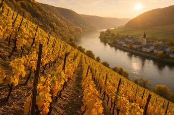 Weinberg an einem Flusshang