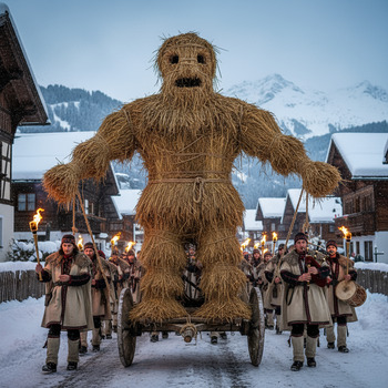 Strohfigur bei einem Umzug