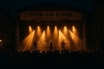 Open-Air-Bühne bei Nacht