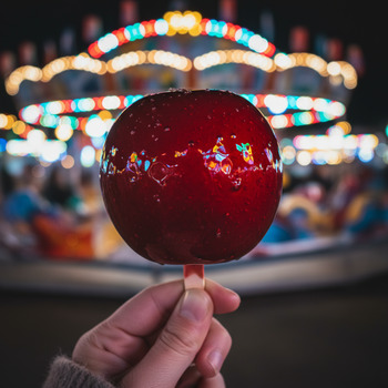 Kandierter Apfel auf dem Jahrmarkt