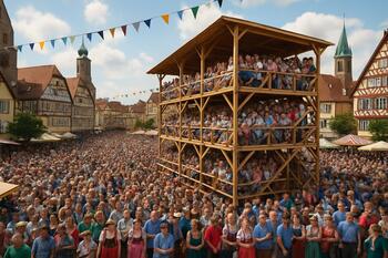 Festplatz mit Tribüne und Publikum