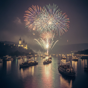 Feuerwerk über dem Rhein